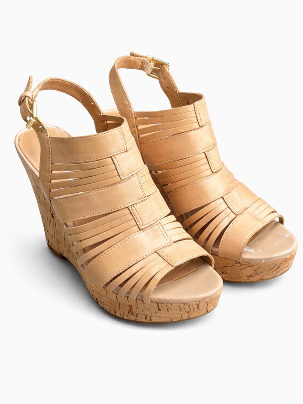 Franco Sarto Sharp Cork Wedge Sandals Women’s 6M Strappy Platform NEW No Tags